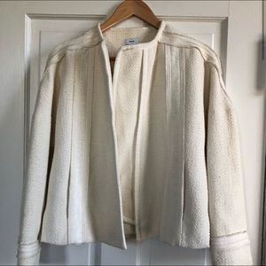 Vince Boucle Frayed Trim Edge Cream Blazer, Sz 2
